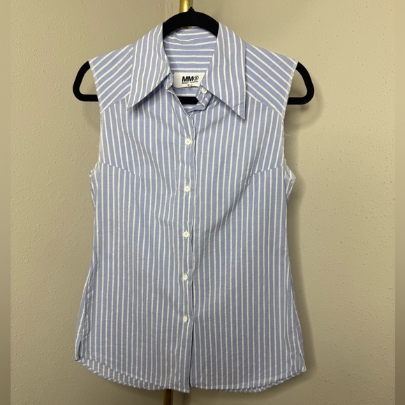MM6 Maison Margiela Striped Sleeveless Button Up - Picture 1 of 3